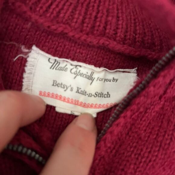 VTG 60s Handknit Double-Layer Scottie Dog Wool Hooded Jacket Kids 4/5T - Picture 3 of 7